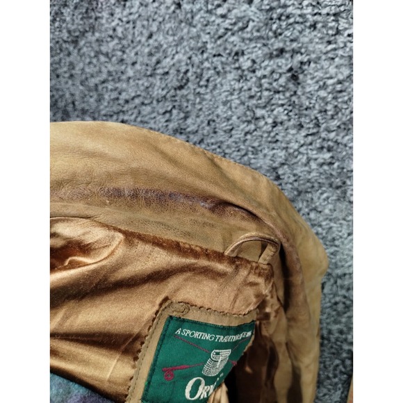 VTG Orvis Leather acking Suede Blazer Jacket Adult XL Soft Brown 2 Button - Picture 13 of 13